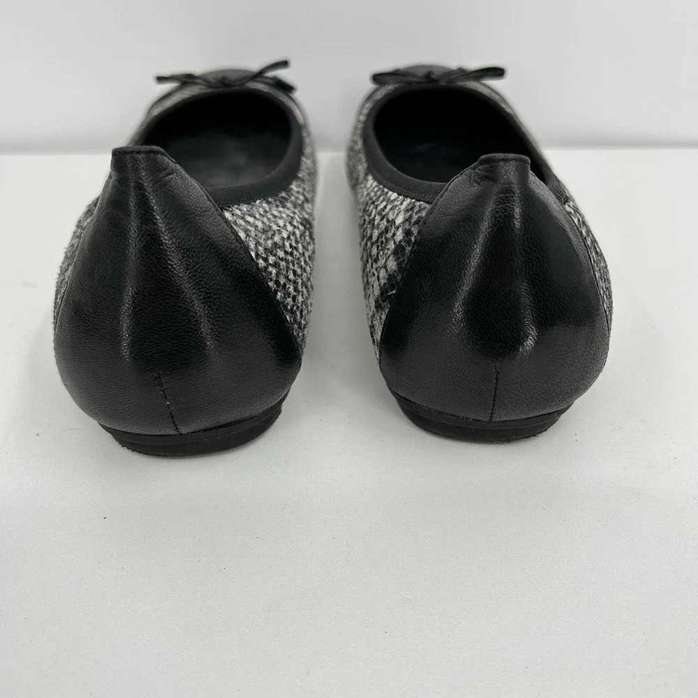 Vionic Womens Minna Ballet Bow Flat Size 10 Snake Print Comfort Slip On Black